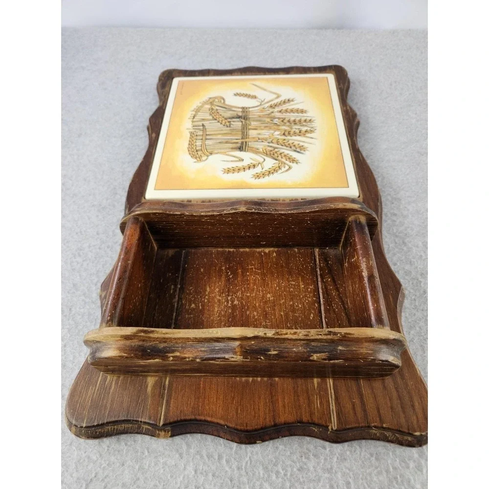 Vintage 70s Kamenstein Wheat grain Cheeseboard Cracker‎ Hot Plate Holder Tray